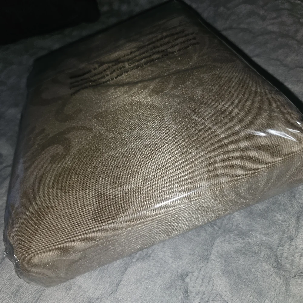 Elegant Tan Damask Curtain - Picture 3 of 5